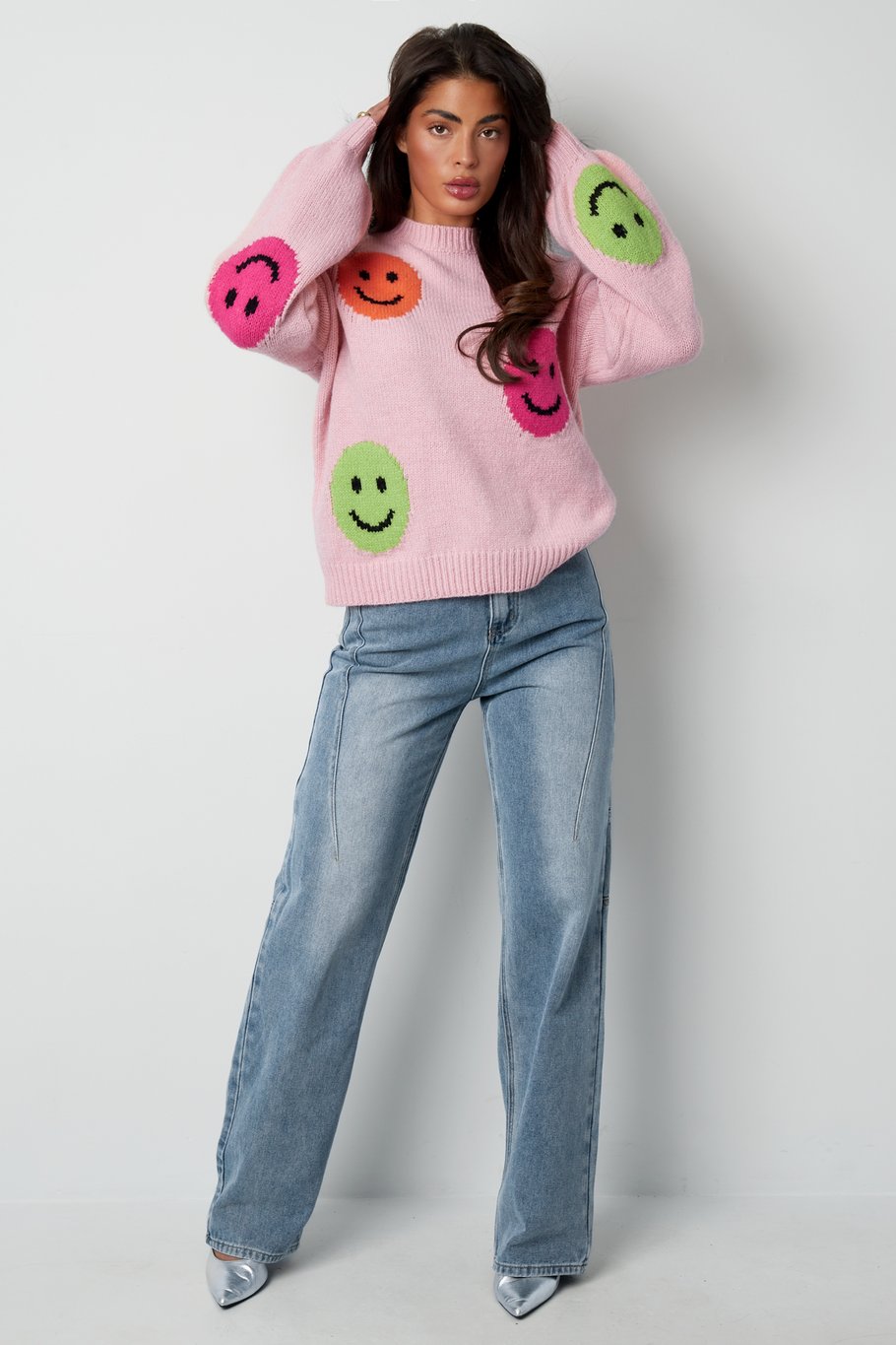 Smiley Strickpullover - grau Bild3